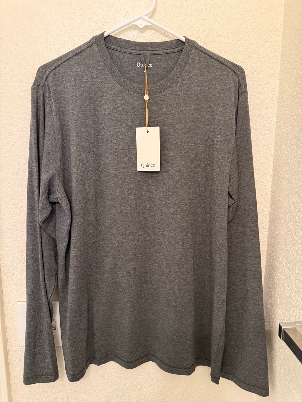Quince Men's Heather Gray Long Sleeve Crewneck Tee